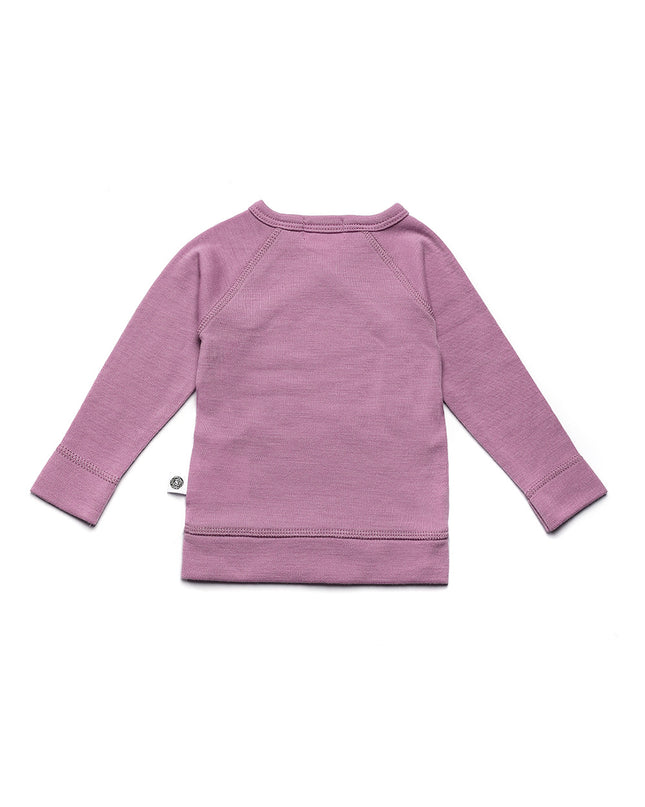 Baby-Wickelpullover aus Wolle – Merinowolle – Lavender Mist