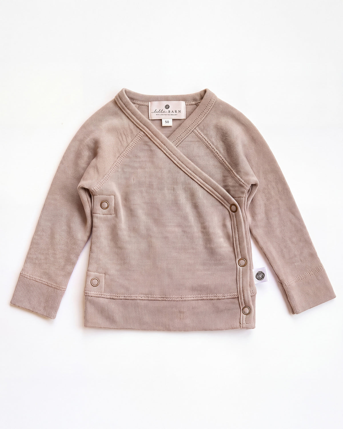 Baby Woll Wickelpullover – Merinowolle – Oxford Tan