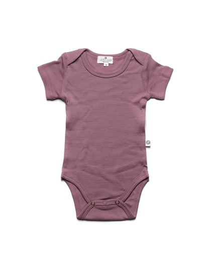 Kurzarm-Strampler aus Wolle – Merinowolle – Grape Shake