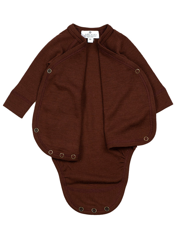 Wollen Overslagromper lange mouw – Merinowol - Chocolate fondant - Lille Barn - With ♥ for the smallest