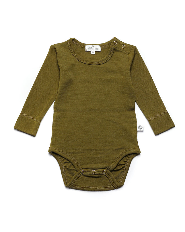 Wollbody Langarm - Merinowolle - Tannengrün