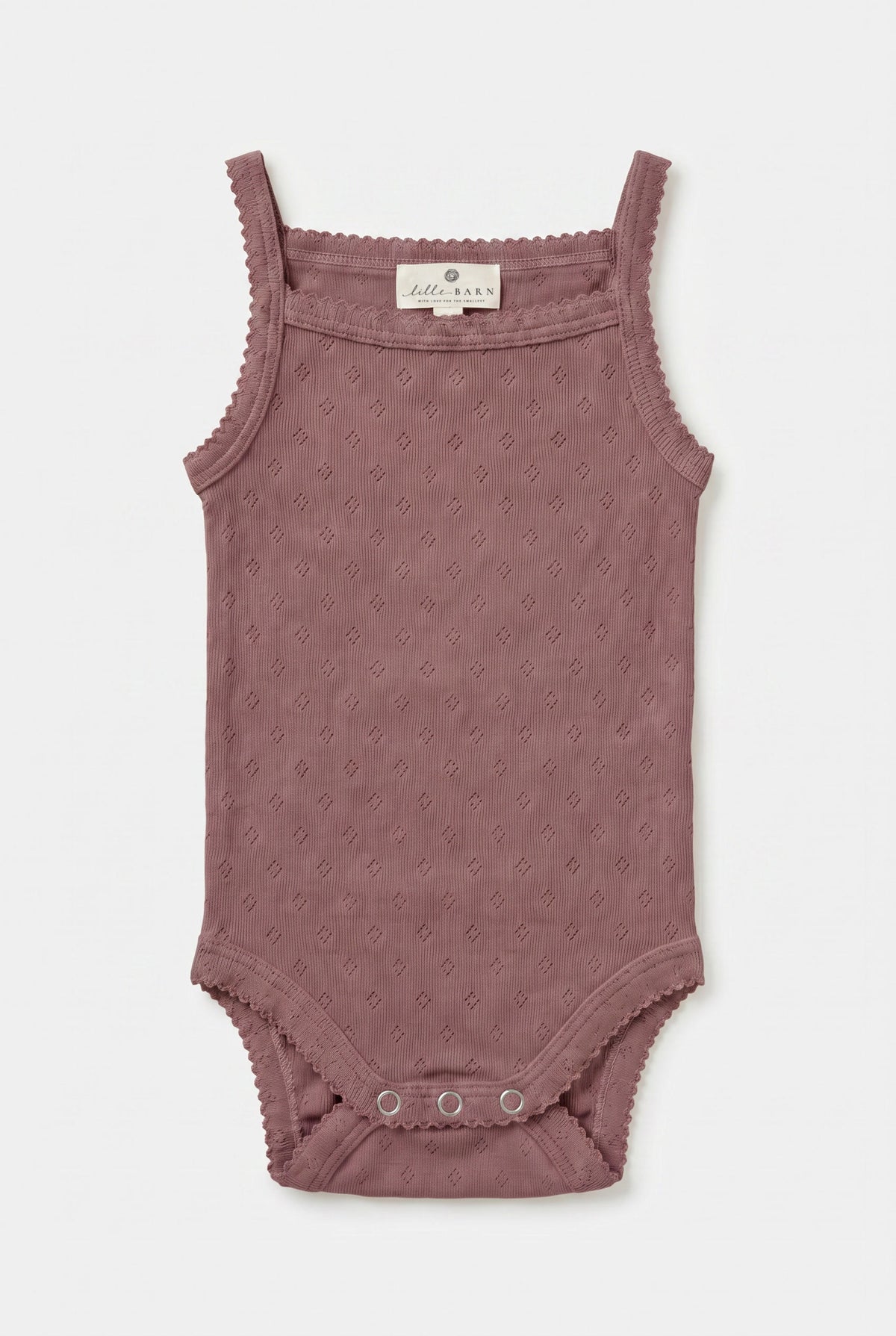 Woll-Strampler Pointelle mit Trägern - Merinowolle - Rose Brown