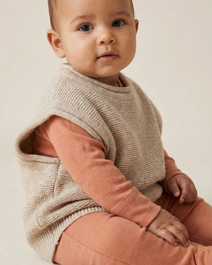 Baby-Strickjacke aus Merinowolle - Knoblauch