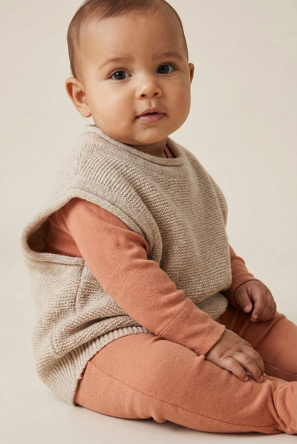 Baby-Strickjacke aus Merinowolle - Knoblauch