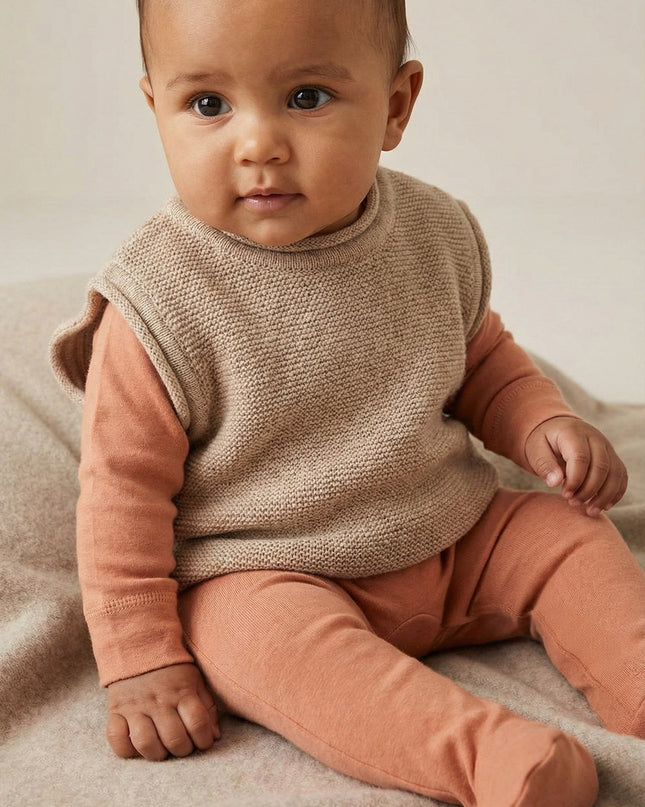 Baby-Strickjacke aus Merinowolle - Knoblauch