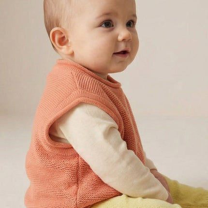 Merinowol gebreide baby spencer - Peach Fuzz