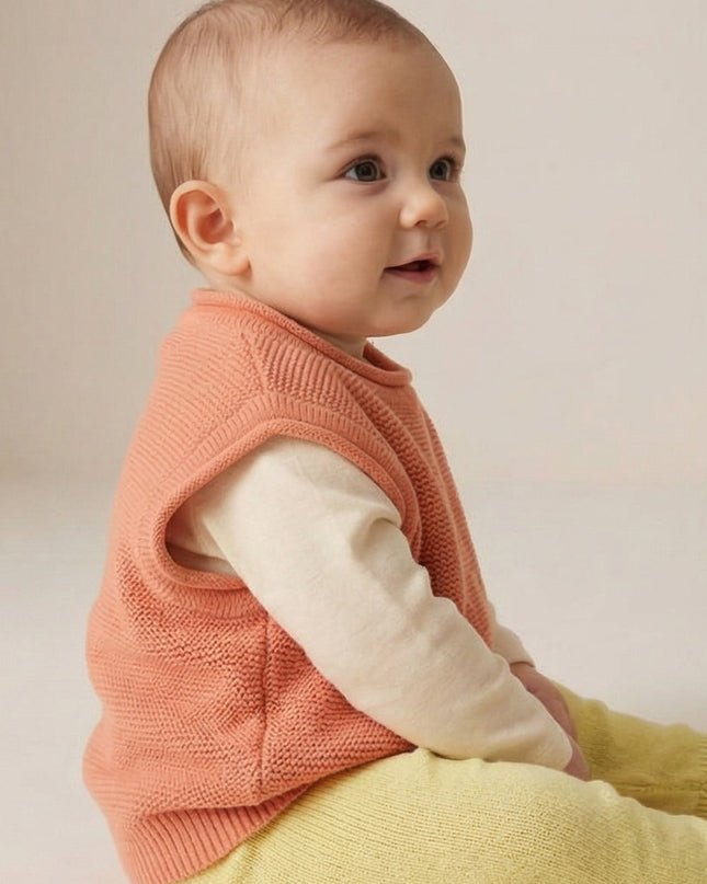 Baby Spencer aus Merinowolle gestrickt - Pfirsichflaum