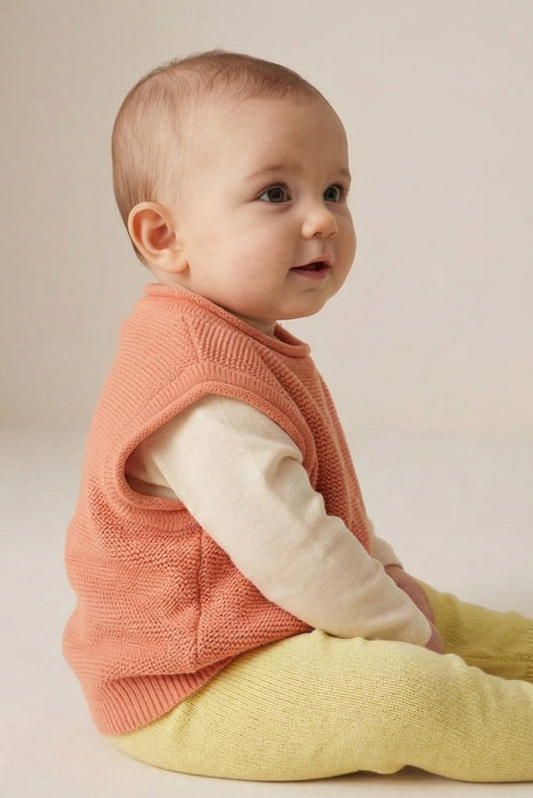 Baby Spencer aus Merinowolle gestrickt - Pfirsichflaum