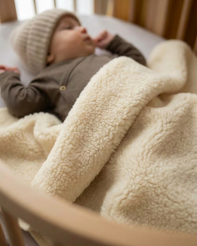 Wolldecke für das Kinderbett – 75 x 100 cm – einlagig – Merinowolle – Natur