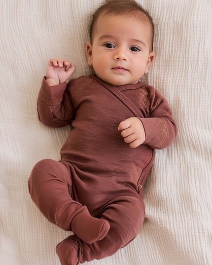 Wollstrampler / Romper – Merinowolle – Zimt