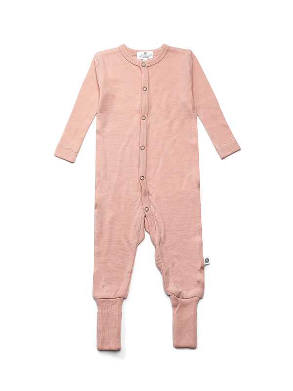 Baby-Strampler/Spielanzug aus Wolle – Merinowolle – Misty Rose