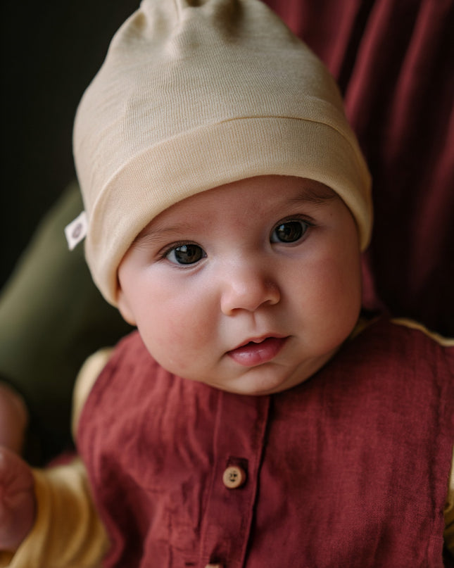 Babymütze aus Wolle – Merinowolle – natur