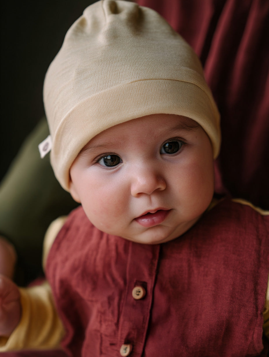 Babymütze aus Wolle – Merinowolle – natur