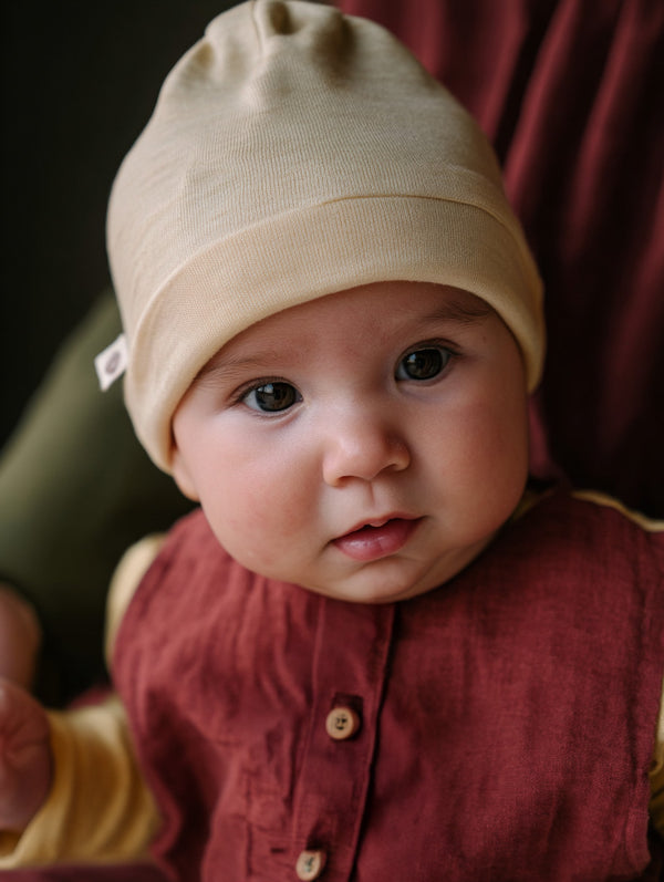 Babymütze aus Wolle – Merinowolle – natur