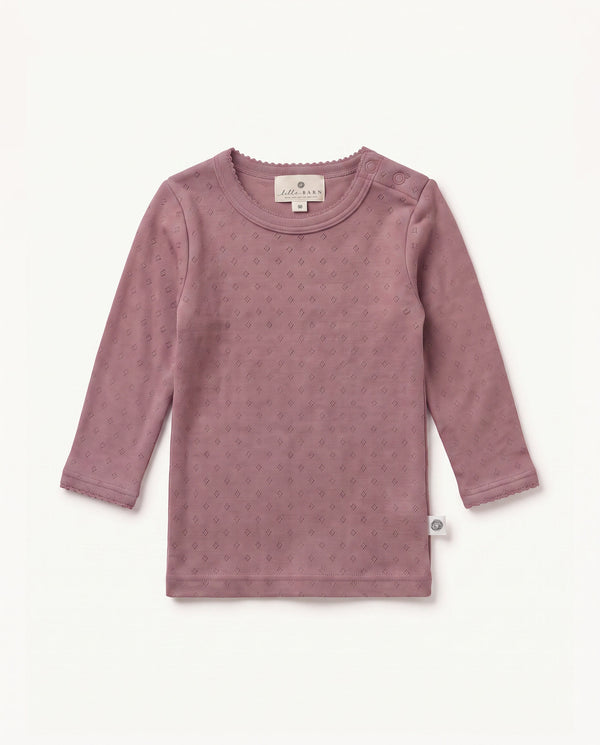Woll-Pullover Pointelle – Merinowolle – Rose Brown