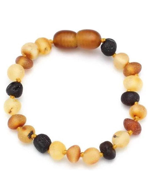 Baby/Kind – Barnsteen armbandje – ronde ruwe kraaltjes – 14cm - Gemengde kleuren - Lille Barn - With ♥ for the smallest