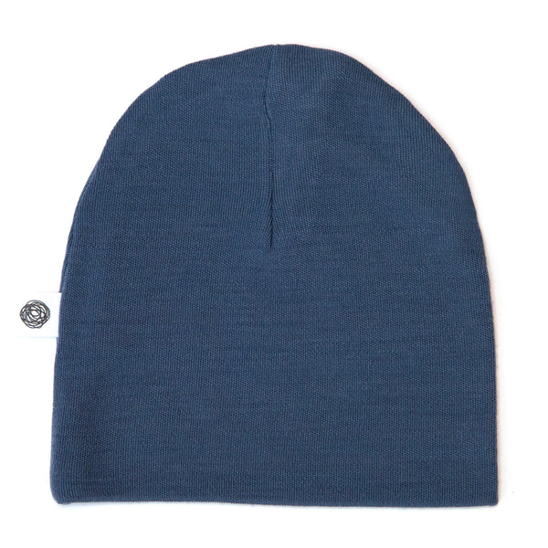 Wollmütze für Babys - Merinowolle - Vintage Indigo