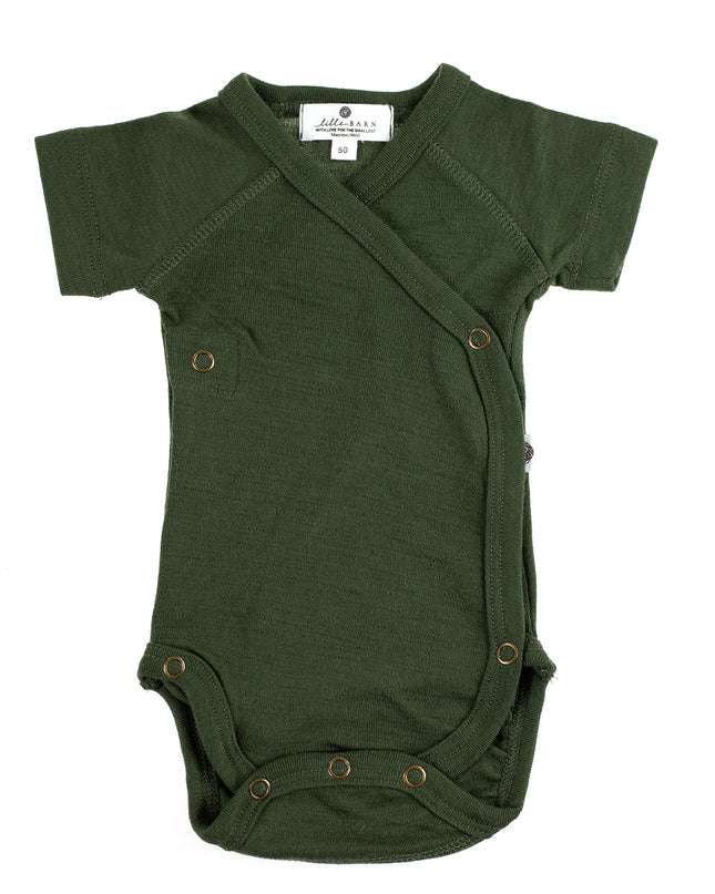 Kurzarm-Wickelspielanzug aus Wolle – Merinowolle