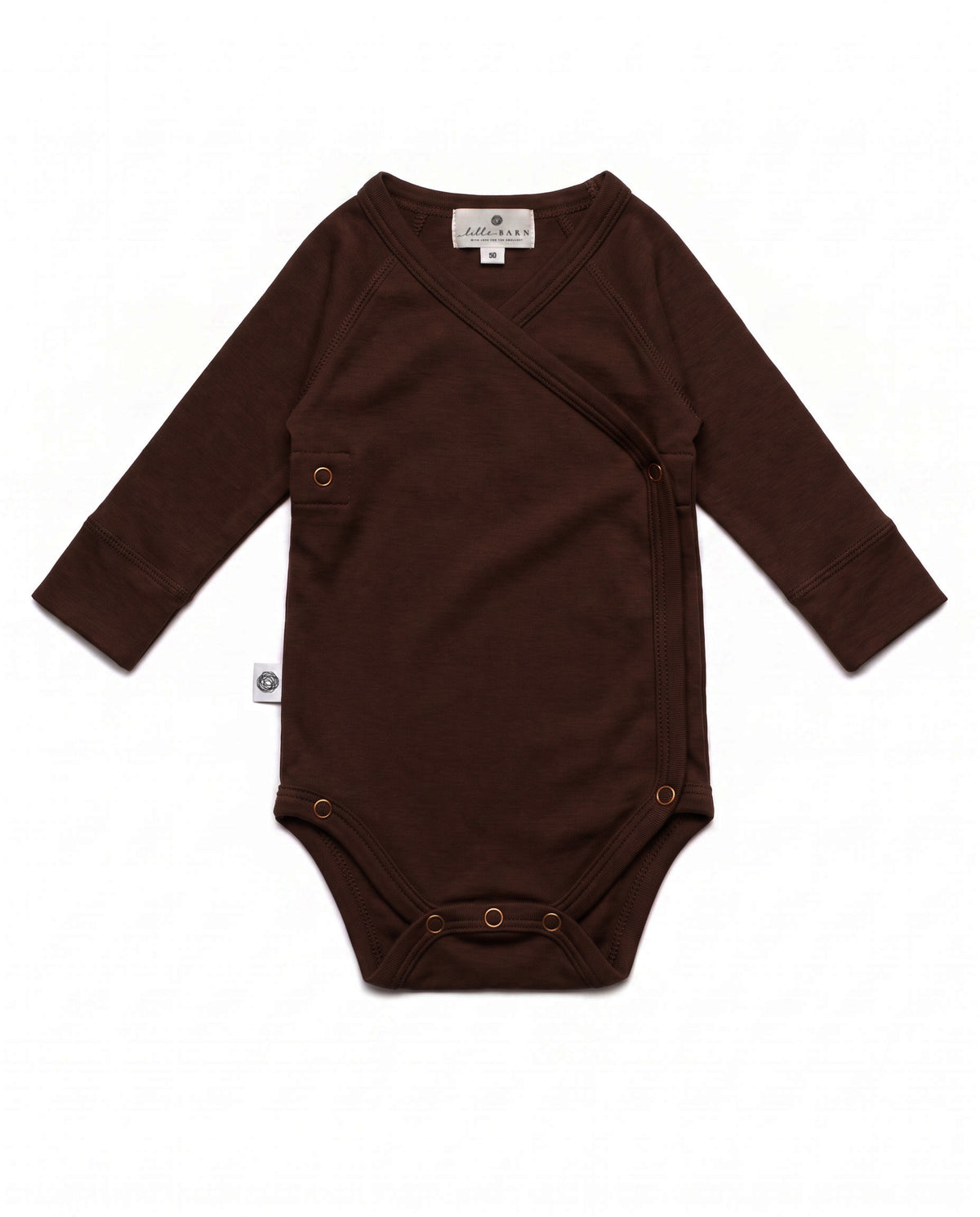 Wickelbody langarm aus Wolle – Merinowolle – Chocolate fondant