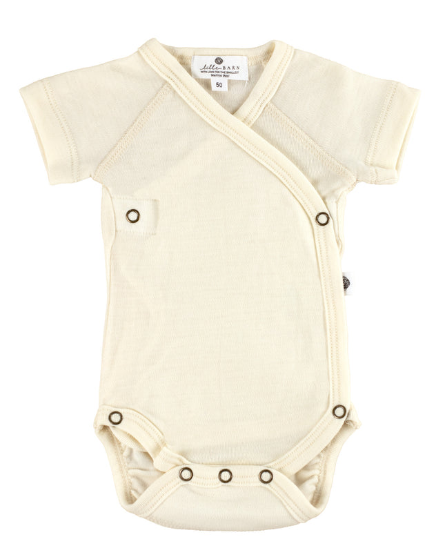 Kurzarm-Wickelspielanzug aus Wolle – Merinowolle