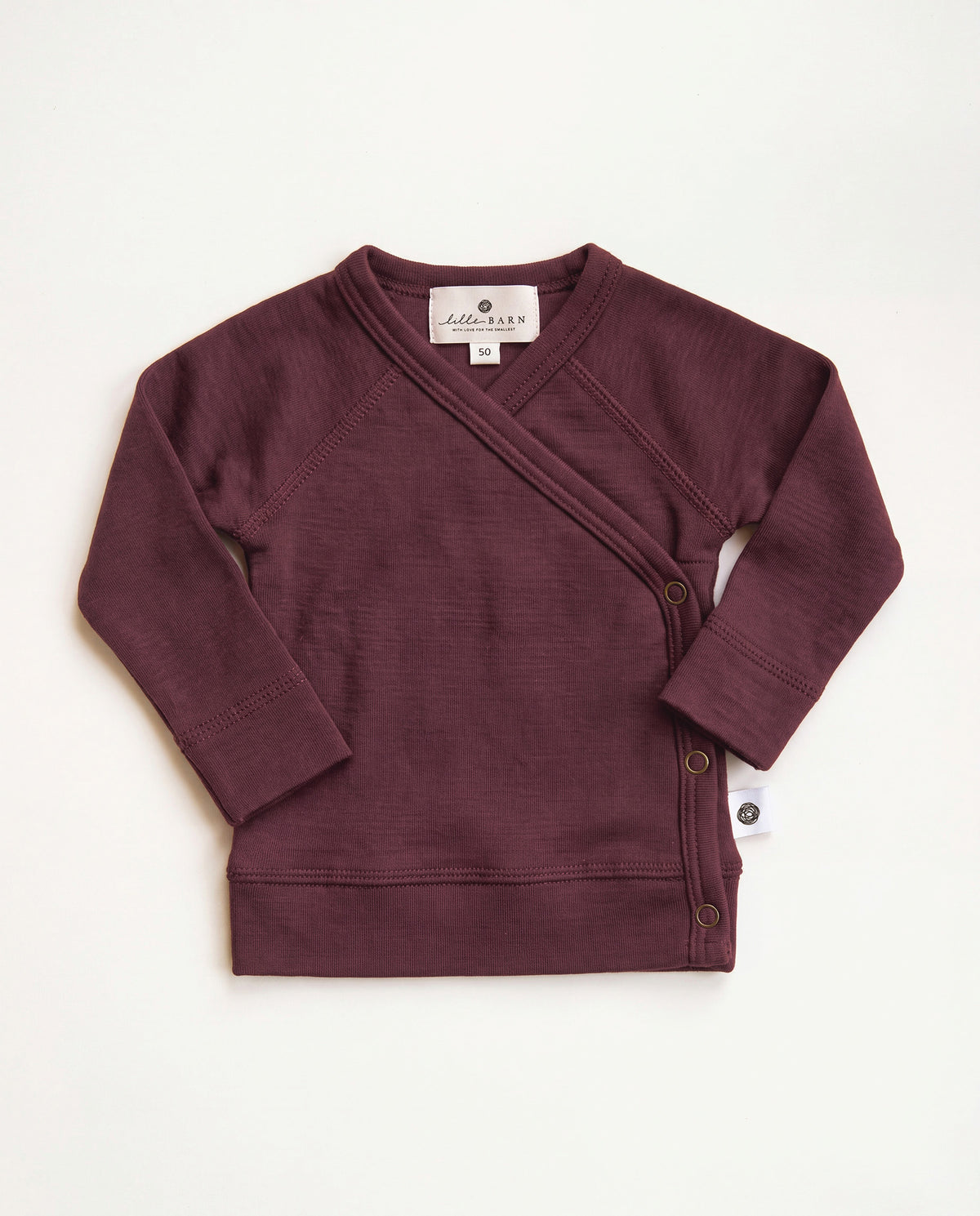 Baby Woll Wickelpullover – Merinowolle – Red Mahogany