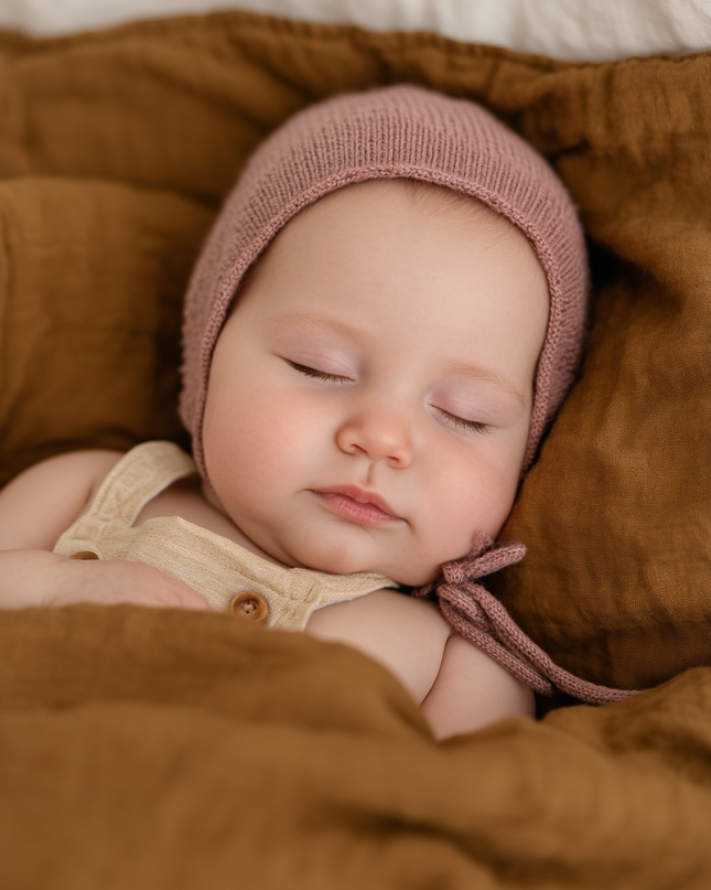 Wollmütze Baby Gestrickt - Merinowolle - Haze