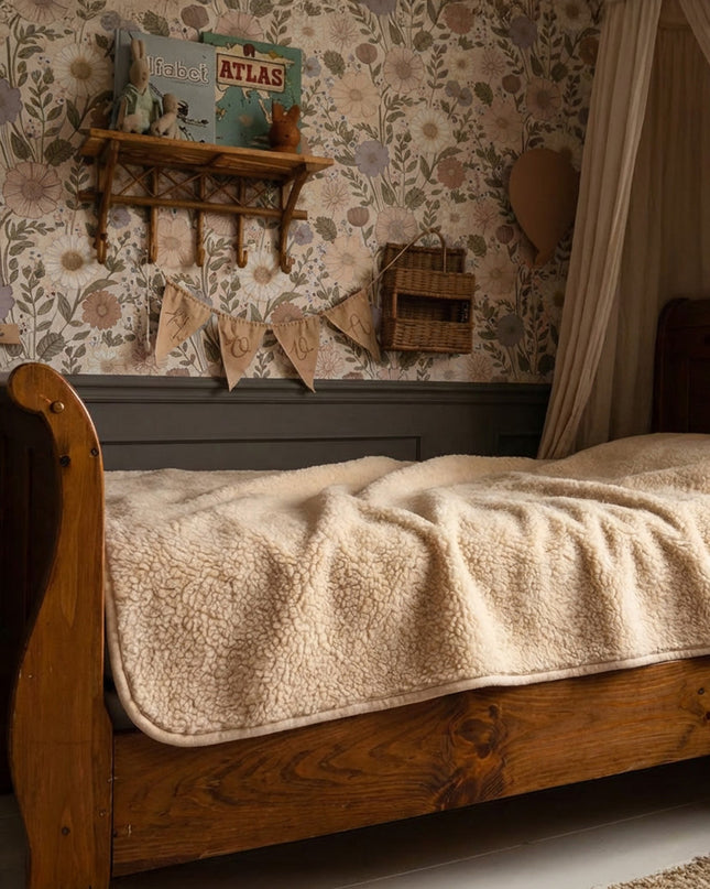 Wolldecke für Kleinkinderbetten, 120 x 150 cm – Merinowolle – Mandel
