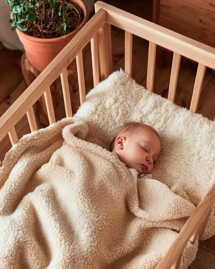 <strong>WUNDERBARES WOLLBETT -</strong> Ihr Kleines wird sich in einem Wollbett wunderbar wohl und sicher fühlen.