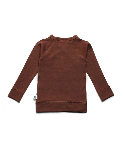 Baby Woll-Wickelpullover – Merinowolle - Zimt