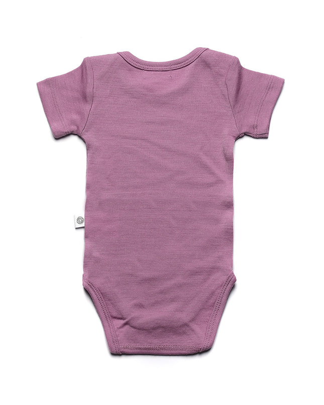 Kurzärmliger Woll-Strampler – Merinowolle – Lavender Mist