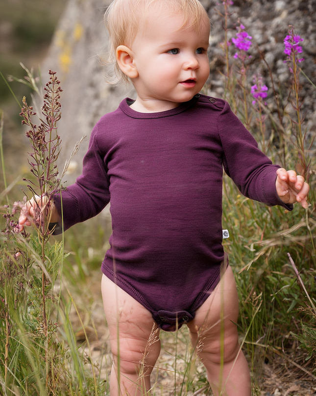 Woll-Strampler mit langen Ärmeln - Merinowolle - Crushed Violets
