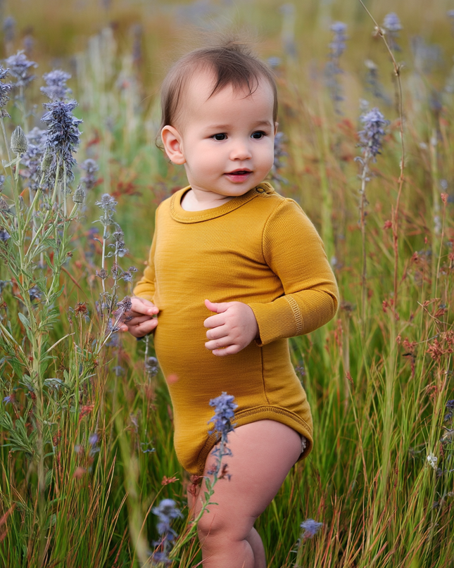 Langarm-Body aus Wolle – Merinowolle