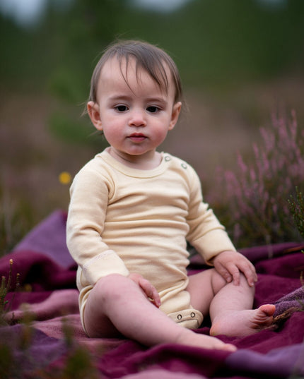 Langarm-Body aus Wolle – Merinowolle - Natural